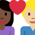 couple with heart: woman, man, dark skin tone, medium-light skin tone on Twitter/X