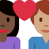 couple with heart: woman, man, dark skin tone, medium skin tone on Twitter/X