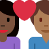 couple with heart: woman, man, dark skin tone, medium-dark skin tone on Twitter/X