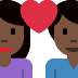 couple with heart: woman, man, dark skin tone on Twitter/X
