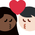 kiss: woman, man, dark skin tone, light skin tone on Twitter/X