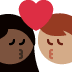 kiss: woman, man, dark skin tone, medium skin tone on Twitter/X
