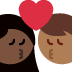 kiss: woman, man, dark skin tone, medium-dark skin tone on Twitter/X