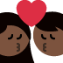 kiss: woman, man, dark skin tone on Twitter/X