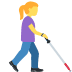woman with white cane facing right on Twitter/X