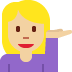 woman tipping hand: medium-light skin tone on Twitter/X