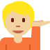 person tipping hand: medium-light skin tone on Twitter/X