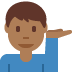 man tipping hand: medium-dark skin tone on Twitter/X