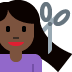 woman getting haircut: dark skin tone on Twitter/X