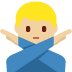 man gesturing NO: medium-light skin tone on Twitter/X