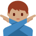 man gesturing NO: medium skin tone on Twitter/X