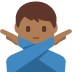 man gesturing NO: medium-dark skin tone on Twitter/X