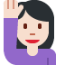 woman raising hand: light skin tone on Twitter/X