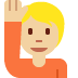 person raising hand: medium-light skin tone on Twitter/X