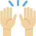 raising hands: medium-light skin tone on Twitter/X