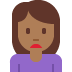 woman frowning: medium-dark skin tone on Twitter/X