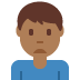 man frowning: medium-dark skin tone on Twitter/X