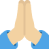 folded hands: medium-light skin tone on Twitter/X