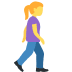 woman walking facing right on Twitter/X