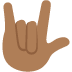 love-you gesture: medium-dark skin tone on Twitter/X