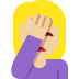 woman facepalming: medium-light skin tone on Twitter/X