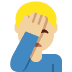 man facepalming: medium-light skin tone on Twitter/X