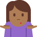woman shrugging: medium-dark skin tone on Twitter/X