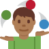 man juggling: medium-dark skin tone on Twitter/X