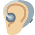 ear with hearing aid: medium-light skin tone on Twitter/X