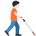person with white cane facing right: light skin tone on Twitter/X