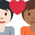couple with heart: person, person, light skin tone, medium-dark skin tone on Twitter/X