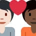 couple with heart: person, person, light skin tone, dark skin tone on Twitter/X