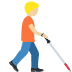 person with white cane facing right: medium-light skin tone on Twitter/X