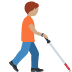 person with white cane facing right: medium skin tone on Twitter/X