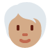 person: medium skin tone, white hair on Twitter/X