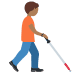 person with white cane facing right: medium-dark skin tone on Twitter/X