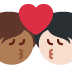 kiss: person, person, medium-dark skin tone, light skin tone on Twitter/X