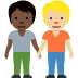 people holding hands: dark skin tone, medium-light skin tone on Twitter/X