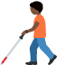 person with white cane: dark skin tone on Twitter/X