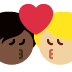 kiss: person, person, dark skin tone, medium-light skin tone on Twitter/X