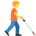 person with white cane facing right on Twitter/X