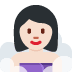woman in steamy room: light skin tone on Twitter/X