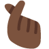 hand with index finger and thumb crossed: dark skin tone on Twitter/X