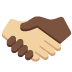 handshake: medium-light skin tone, dark skin tone on Twitter/X