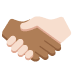 handshake: medium-dark skin tone, light skin tone on Twitter/X