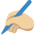 writing hand: medium-light skin tone on Twitter/X