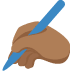 writing hand: medium-dark skin tone on Twitter/X